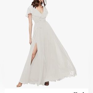 Lavetir Chic Ivory Maxi Dress with Slit